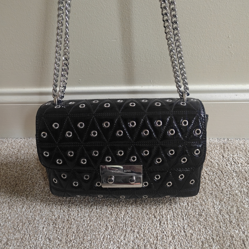 Michael Kors Black Quilted Eyelet Chain Shoulder Bag